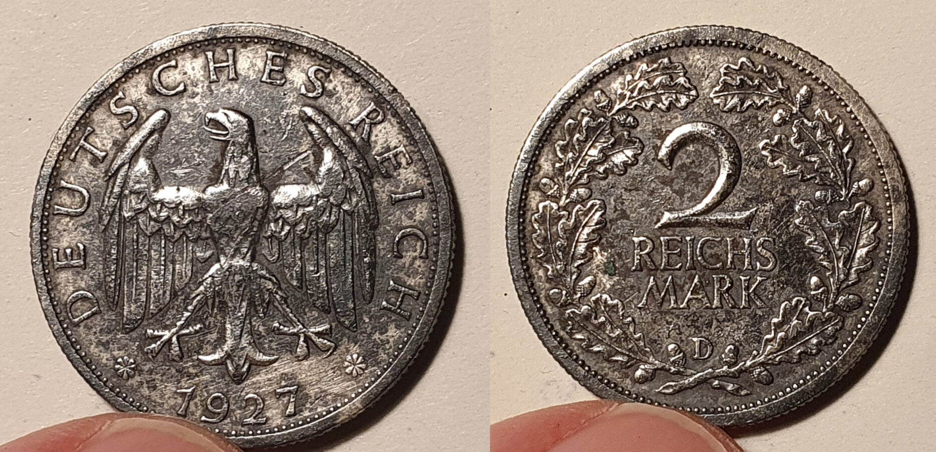 Weimarer Republik 2 Reichsmark 1927 D